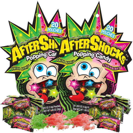 AfterShock Popping Candy With Fruity Fries Green Apple/Strawberry