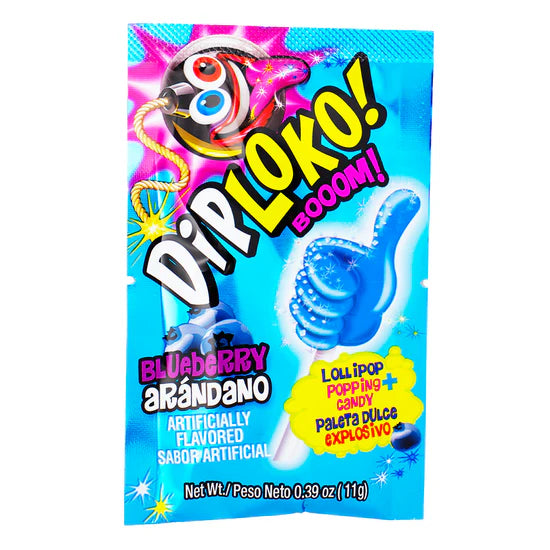 Dip Loko Blueberry Popping Candy Lollipop